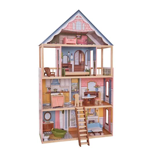 KidKraft Pink Wooden Charlotte Classic Dollhouse Set